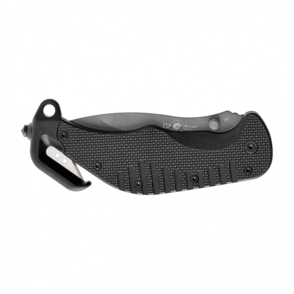 Nóż ratowniczy ESP z półząbkowanym ostrzem - Czarny