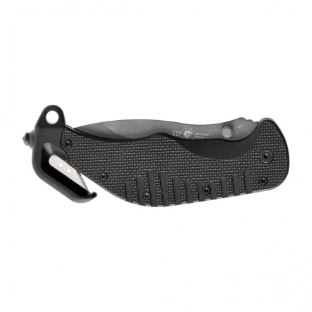 Nóż ratowniczy ESP z półząbkowanym ostrzem - Czarny