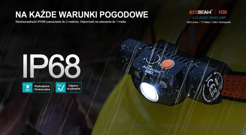 ACEBEAM H30 R+G 5000K Latarka diodowa - 4000 LM