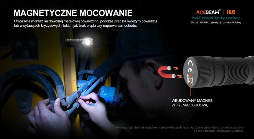 ACEBEAM H16 latarka czołowa 650 lm CRI90 5000K pomarańczowa