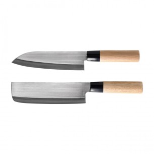 Zestaw noży Satake Megumi Santoku i Nakiri w pudełku 2