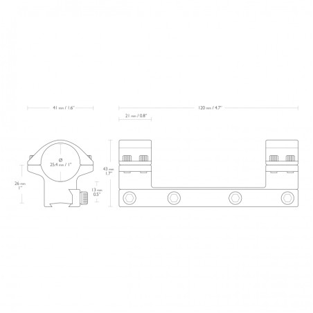 Montaż lunety Hawke Match 1" Dovetail 11 mm