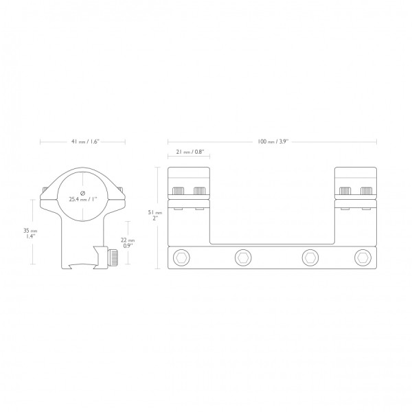 Montaż lunety Hawke Match 1 cal Dovetail wysoki