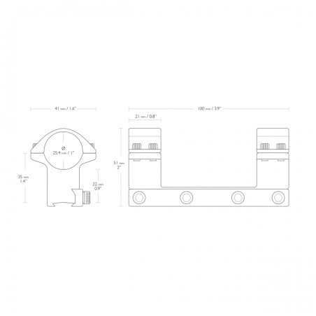 Montaż lunety Hawke Match 1 cal Dovetail wysoki