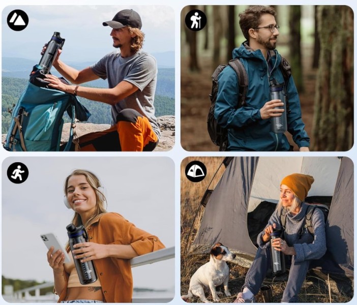 Butelka z filtrem Membrane Solutions C3 Tritan 1000 ml, szara