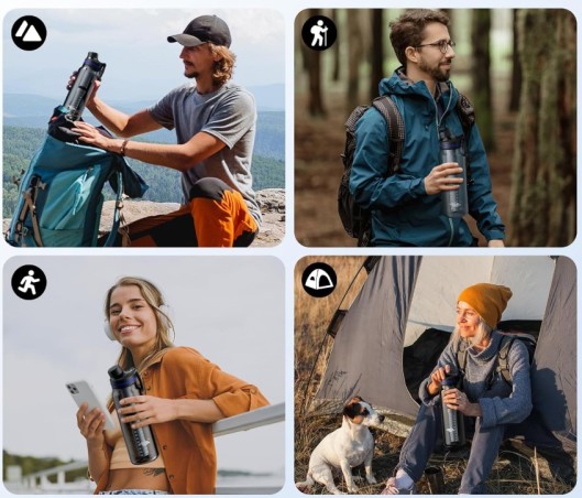 Butelka z filtrem Membrane Solutions C3 Tritan 1000 ml, szara