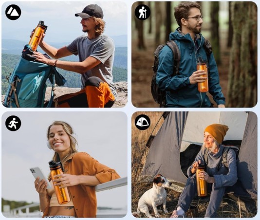 Butelka z filtrem Tritan 1000 ml pomarańczowa