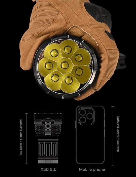 Latarka ACEBEAM X50 2.0 38000 lm 977 m 6500K Czarna