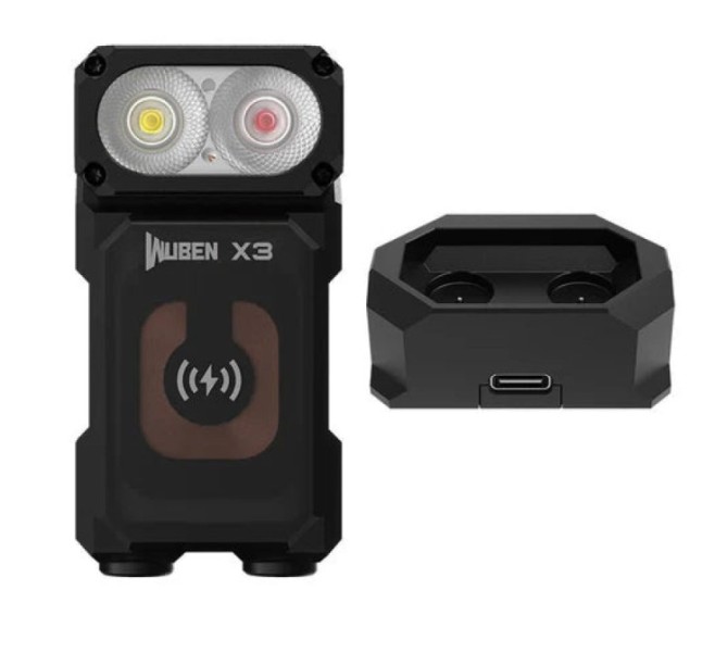 Wuben X3 czarna latarka 700 lm, białe i czerwone