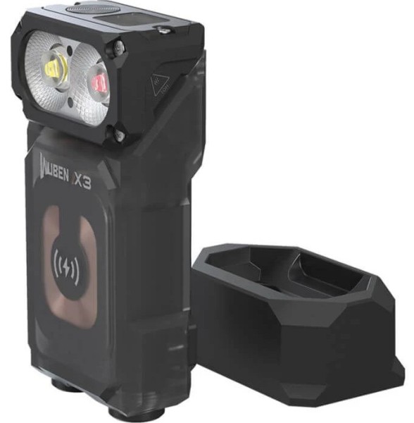 Wuben X3 czarna latarka 700 lm, białe i czerwone
