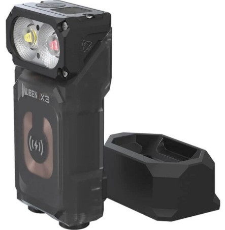 Wuben X3 czarna latarka 700 lm, białe i czerwone