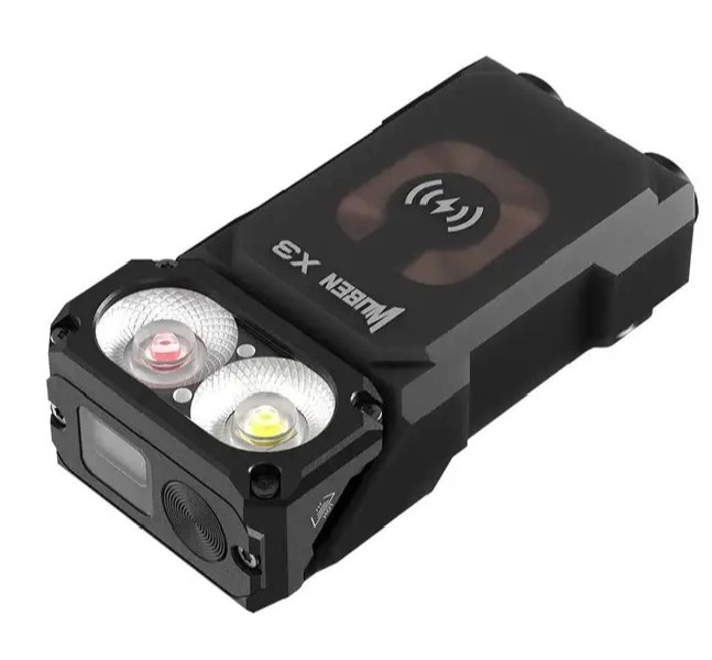 Wuben X3 czarna latarka 700 lm, białe i czerwone