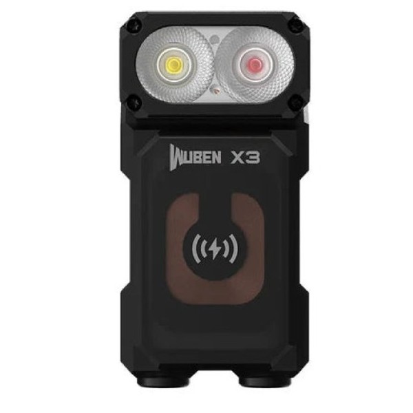 Wuben X3 czarna latarka 700 lm, białe i czerwone