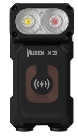 Wuben X3 czarna latarka 700 lm, białe i czerwone