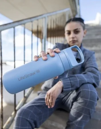 Butelka na wodę z filtrem LifeStraw Go 2.0 Steel 0.7L Icelandic Blue - Błękitna