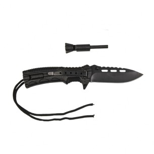 Nóż składany Mil-Tec Paracord z Krzesiwem Czarny - Stal... 2