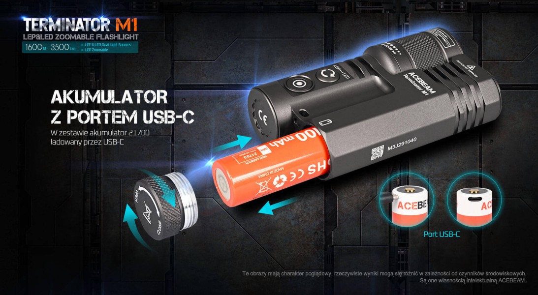 Latarka diodowa ACEBEAM Terminator M1 LEP/LED...