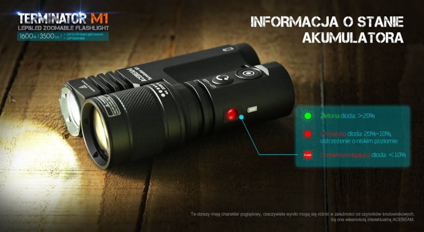 Latarka diodowa ACEBEAM Terminator M1 LEP/LED Światło Białe 5000K Piaskowa - 2300lm 1600m
