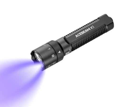 Latarka diodowa ACEBEAM K1 Światło Białe Zielone UV Czarna - 1000lm 223m