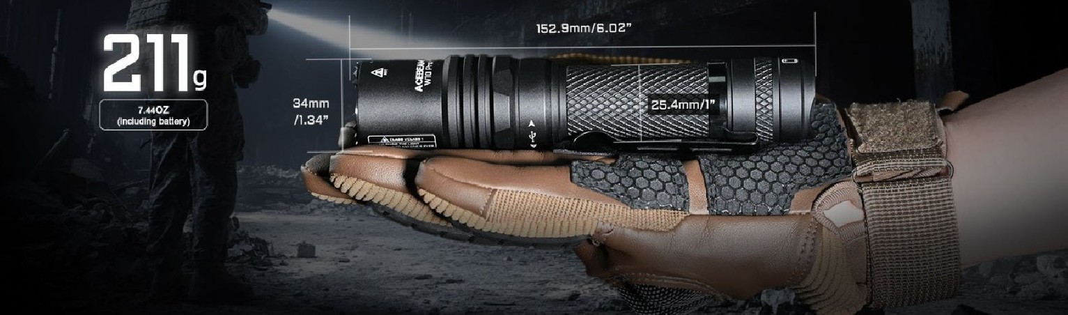 Latarka diodowa LEP ACEBEAM W10 PRO Światło Białe Czarna - 750lm 1425m