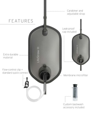 Filtr do wody grawitacyjny LifeStraw Peak Gravity Bag 8L - Szary