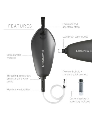 Filtr do wody grawitacyjny LifeStraw Peak Gravity Bag 3L - Szary