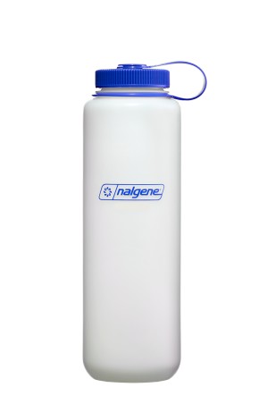 Butelka na wodę Nalgene Wide Mouth HDPE Silo Bottle With Blue Cap 1400ml - White
