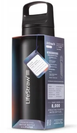 Butelka na wodę z filtrem LifeStraw Go 2.0 Steel Black 1L - Czarna