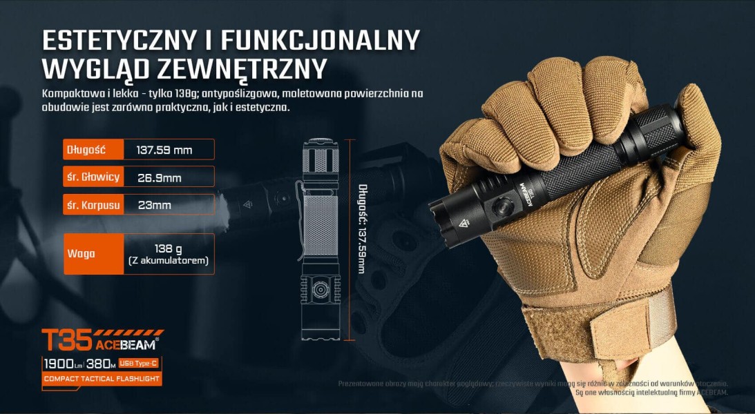 Latarka taktyczna diodowa ACEBEAM T35 Światło...