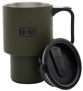 M-TAC kubek termiczny 450 ml z pokrywą Olive 2