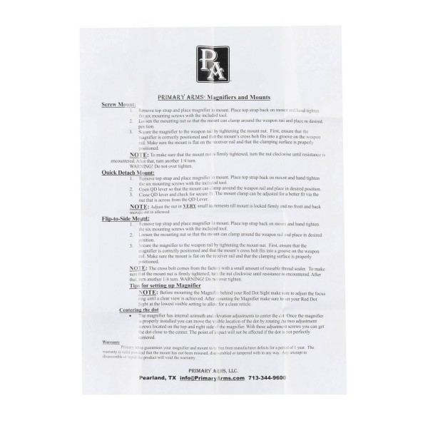 Montaż do powiększalnika Primary Arms Flip to...