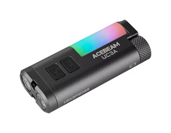 Latarka diodowa ACEBEAM UC3A Światło Białe Czerwone RGB Czarna - 900lm 85m