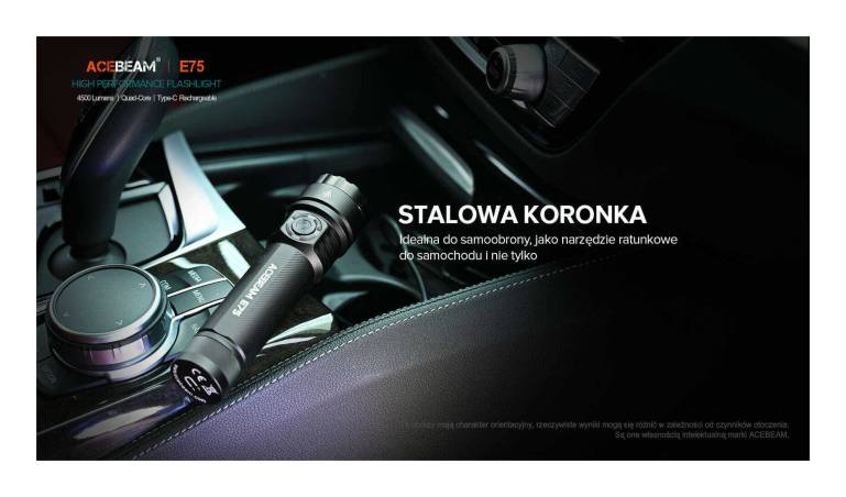 Latarka diodowa ACEBEAM E75 HI CRI Światło Białe 5000K Czarno-niebieska - 3000lm 210m