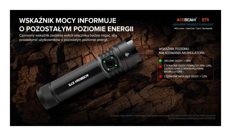Latarka diodowa ACEBEAM E75 HI CRI Światło Białe 5000K Czarno-niebieska - 3000lm 210m