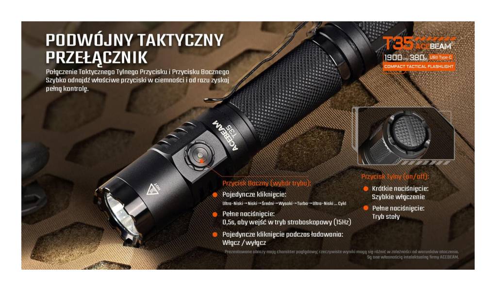 Latarka taktyczna diodowa ACEBEAM T35 Światło...