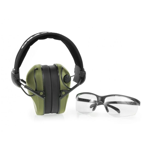 Słuchawki ochronniki słuchu RealHunter Active PRO i Okulary - Olive|2max.pl