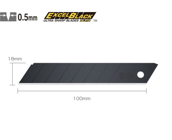 Ostrza segmentowe czarne 18mm OLFA LBB-10 - 10szt