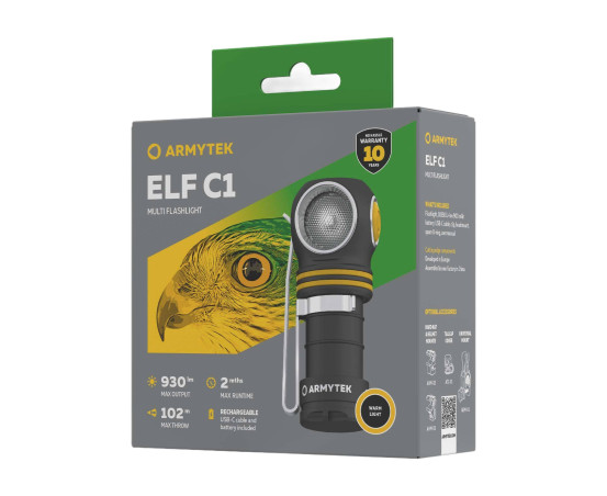 Latarka ARMYTEK Elf C1 USB-C światło Ciepłe - 1000lm