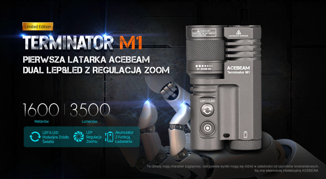 Acebeam Terminator M1 LEP/LED 6500K Szary 3500lm 1600m