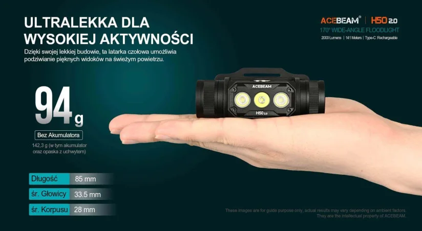 Latarka czołowa ACEBEAM H50 2.0 - 2000lm