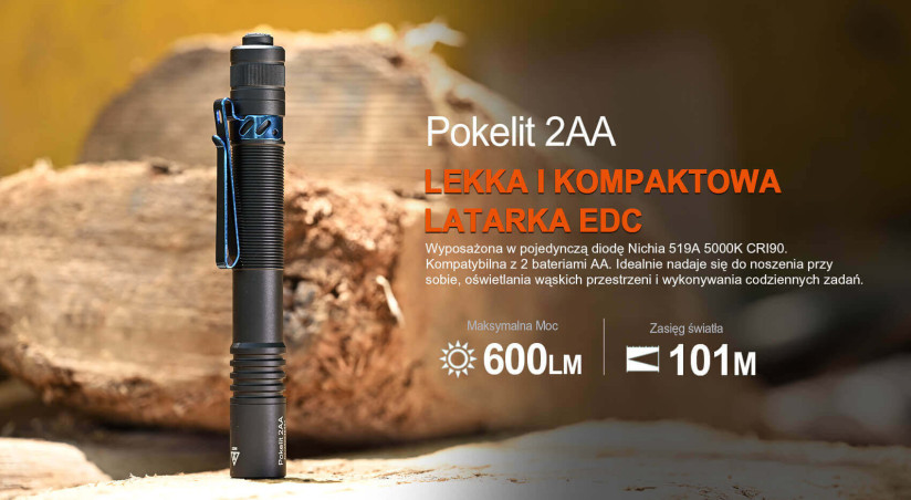 Acebeam Pokelit 2AA 600 lm 5000K Czarna