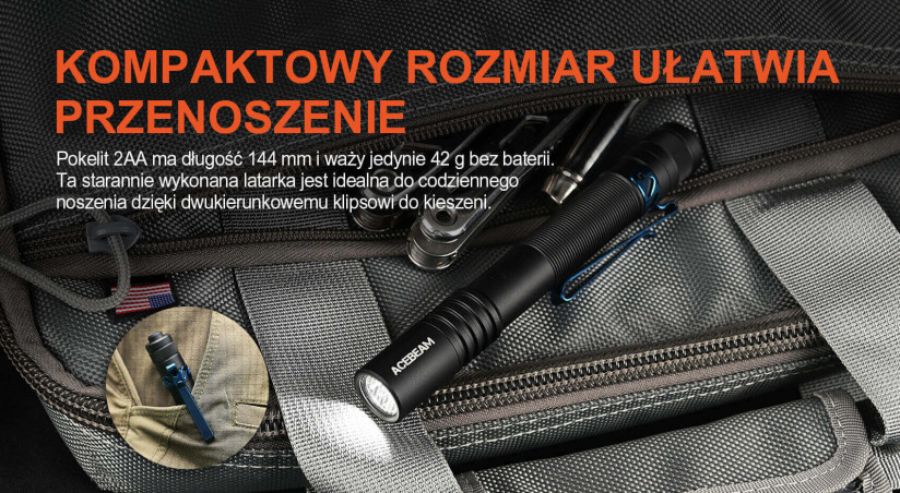 Acebeam Pokelit 2AA 600 lm 5000K Czarna