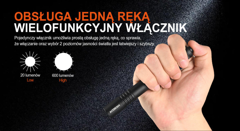 Acebeam Pokelit 2AA 5000K CRI90 zielona 600 lm 101 m