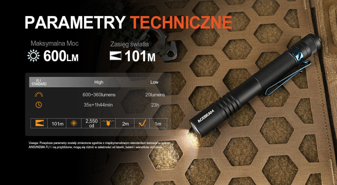 Acebeam Pokelit 2AA 5000K CRI90 zielona 600 lm 101 m