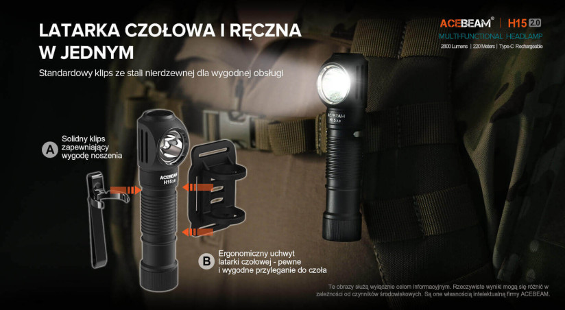 Acebeam H15 2.0 latarka czołowa 2800 lm 220 m