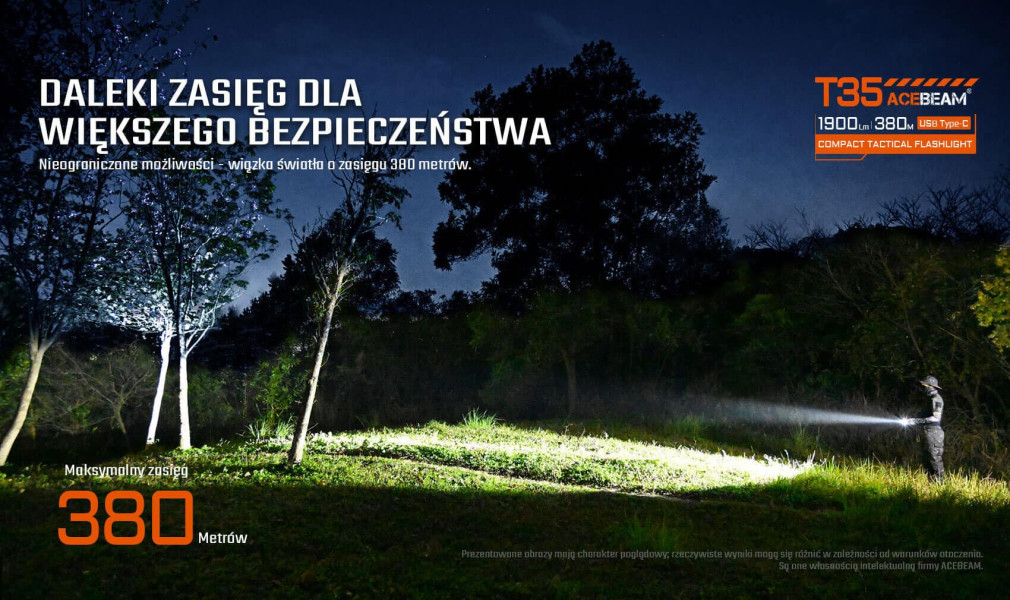 ACEBEAM T35 latarka taktyczna 1900 lm 380 m 6500K czarna