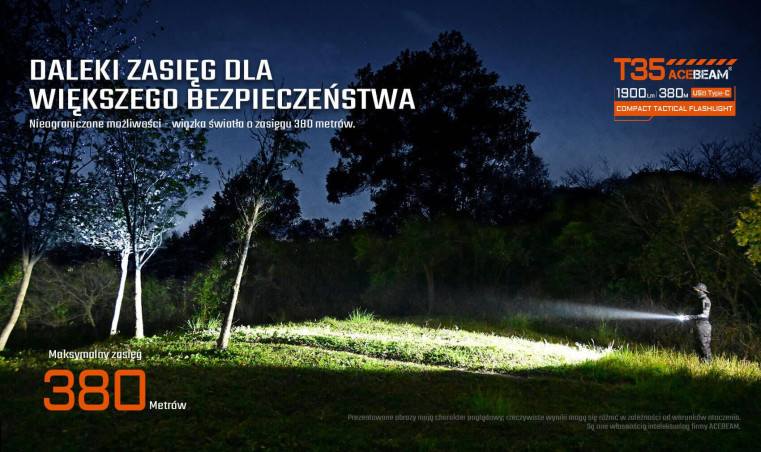 ACEBEAM T35 latarka taktyczna 1900 lm 380 m 6500K czarna