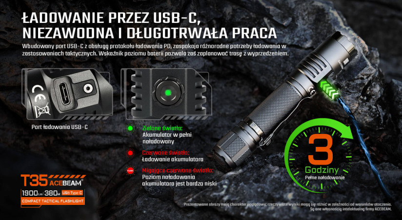 Acebeam T35 latarka taktyczna 1600 lm 352 m Coyote