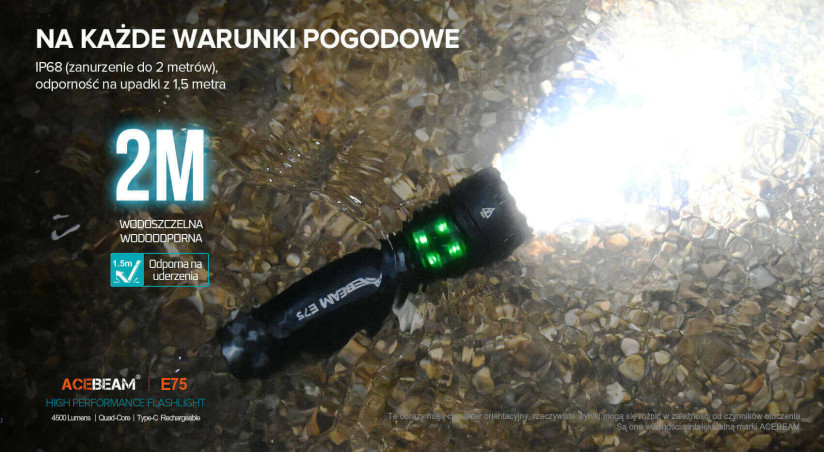 Latarka diodowa ACEBEAM E75 Niebieska - 4500lm