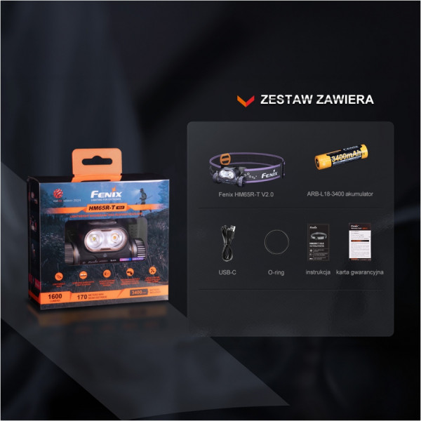 Fenix HM65R-T V2.0 czołówka 1600 lm ciemnofioletowa